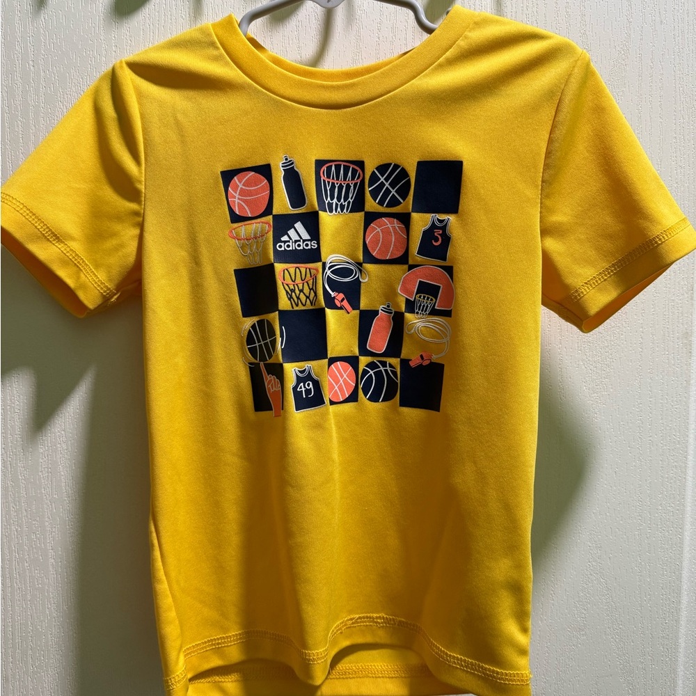 Adidas Kids Yellow Sports Graphic Tee